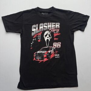Ghost Face Slasher Racing Shirt Mens Medium Black Graphic Horror Streetwear